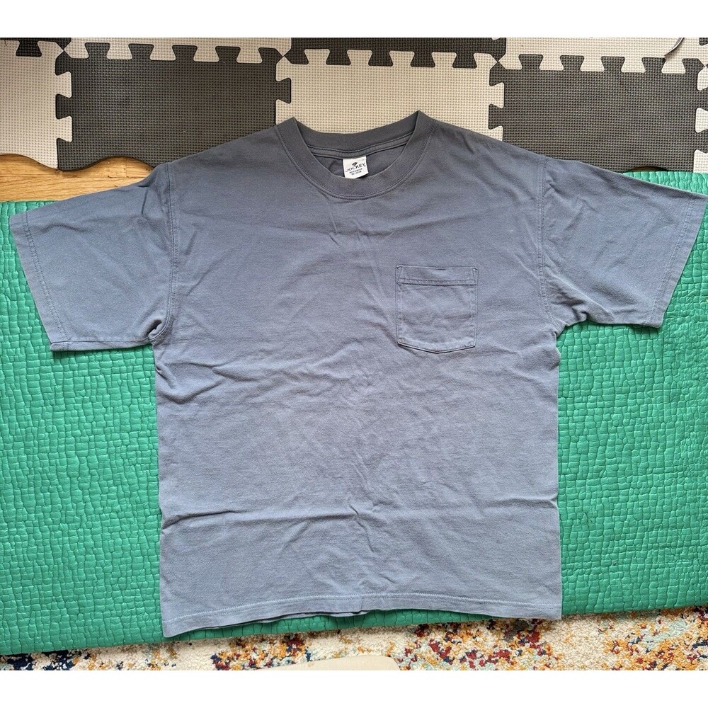 Jockey Men’s Tshirt M Blue Front Breast Pocket GUC Classic Basic 100% Cotton